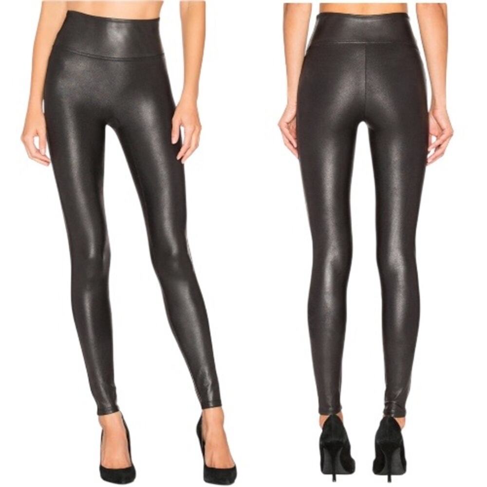 Women's Spanx By Sara Blakely Black Faux Leather Leggings Size Small